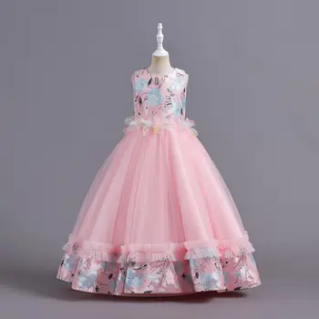 Детское платье Платье принцессы для девочки Свадебное платье на первый день рождения ребенка Вечернее платье для девочки Платье в цветочек для девочки