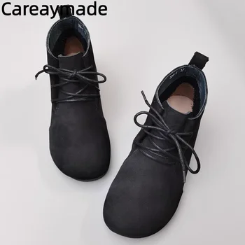 Careaymade-Женская обувь из натуральной кожи, осенние одиночные туфли на мягкой подошве из коровьего сухожилия, оригинальные одиночные короткие ботинки ручной работы