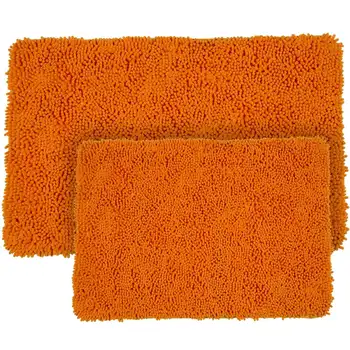 Набор ковриков для ванной из пены с эффектом памяти с нескользящей основой (оранжевый)