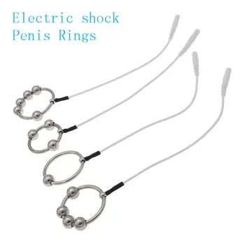 электроаксессуар петушиное кольцо Секс-товары Электрошок Металлическое кольцо для пениса петушиное кольцо Массажное устройство целомудрия Секс-игрушки для мужчин