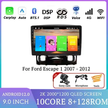 2K Беспроводной Carplay Для Ford Escape 1 2007-2012 Автомобильный Мультимедийный Видеоплеер с bluetooth Навигацией GPS dvd auto Android 2din