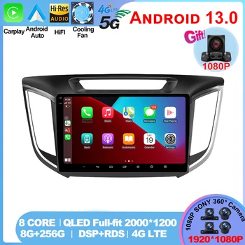 Android 13 2 Din Автомобильный радиоприемник, мультимедийный видеоплеер для hyundai Creta ix25 2015-2018 Carplay Auto 4G GPS dvd DSP QLED