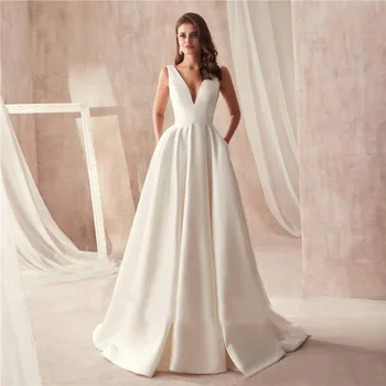 Роскошное свадебное платье из высококачественного атласа 2023 новое свадебное платье в Европе и Америке с приталенным и минималистичным приталенным платьем weddin
