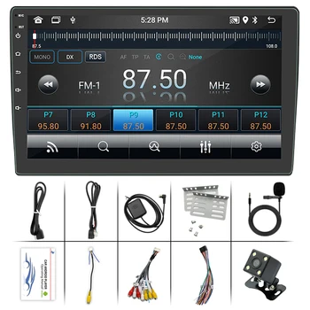 10-Дюймовый Автомобильный Радиоприемник, совместимый с Bluetooth, Беспроводной Carplay Android Auto FM-радио HD Портативная Автомобильная Стереосистема, Запись звука GPS-навигации