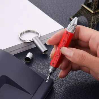 6-в-1 Вращающиеся линейчатые ручки, инструмент для сенсорного экрана, многофункциональная ручка, металлическая ручка, отвертка, шестигранный карабин, маленькая шариковая ручка