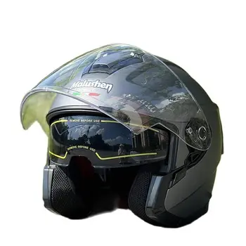 Детский шлем для гоночного мотоцикла, оригинальный матовый серый полушлем с двойными линзами, одобренный для женщин и мужчин, Летний шлем Capacete DOT