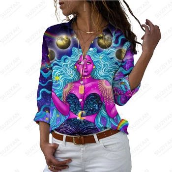 Модная рубашка 2023, Новый 3D Свободный абстрактный женский топ с длинным рукавом и принтом Граффити с мультяшным персонажем, уличное платье, кардиган