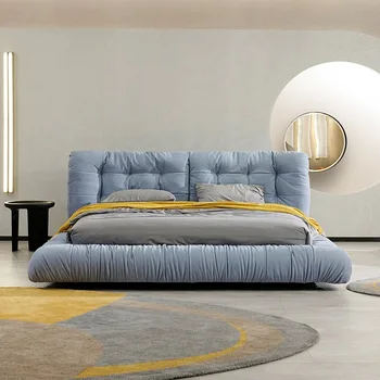 Легкая роскошная кровать Nordic cloud из матовой ткани главная спальня минималистичная современная тканевая кровать