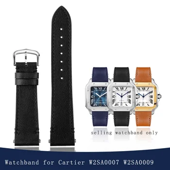 Ремешок из натуральной кожи для часов Cartier Santos ремешок для часов W2SA0007 W2SA0009 быстроразъемный кожаный ремешок для часов 21 мм Мужской браслет