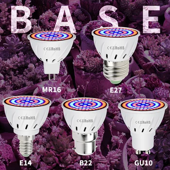 Светодиодный Светильник для выращивания 220V E27 MR16 GU10 E14 B22 Гидропонный Светодиодный Светильник Для выращивания растений В помещении