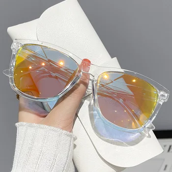 Новые женские прозрачные цветные солнцезащитные очки, Классические винтажные квадратные солнцезащитные очки для мужчин, защита от ультрафиолета на открытом воздухе для женщин, очки