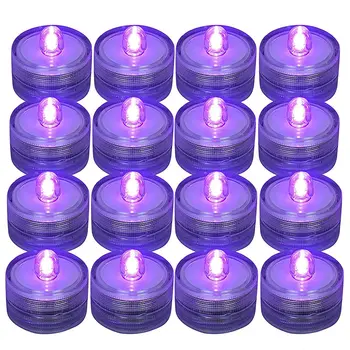 12 шт. Погружной светодиодный светильник, фиолетовые водонепроницаемые беспламенные чайные свечи, Подводный сезонный фестиваль на батарейках