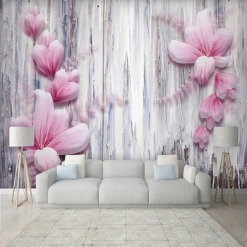 Креативное художественное оформление стен Обои 3D Розовый цветок Абстрактная линия Фотообои Бумага Спальня Гостиная ТВ Фон Домашний декор
