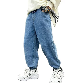 Джинсы Для мальчиков, однотонные джинсы для мальчиков, повседневные детские джинсы, весенне-осенняя детская одежда 6, 8, 10, 12, 14 лет
