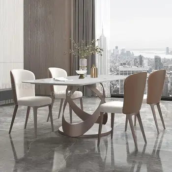 Итальянский Тип, Мраморный Садовый настольный обеденный стол, Бытовая белая мебель для ресторана высокого класса, Прямоугольный обеденный стол