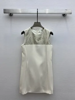 Женское платье 2023, Летнее платье-рубашка без рукавов с бриллиантами, платья femme