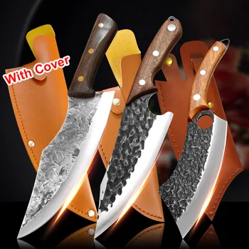 Ручной кованый Дамасский Китайский нож шеф-повара из нержавеющей стали для разделки мяса, Острый, как бритва, для нарезки костей, Мясницкий нож для разделки мяса