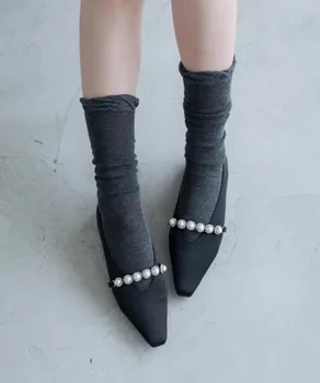Женская обувь в стиле Пэчворк, Расшитая бисером, С Небольшим Ароматом, Zapatos Mujer С Квадратным носком, Осень 2023, Sapatos, Япония, Мода Zapatillas De Mujer