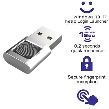 U8 Plus USB Модуль считывания отпечатков пальцев Устройство биометрического сканирования для Windows 10 11 Hello Dongle Ноутбуки ПК Ключ безопасности