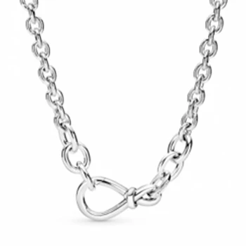 Массивное ожерелье-цепочка с бесконечным узлом 100% настоящее серебро 925 пробы Массивное ожерелье с бесконечным узлом для модных женщин, ювелирный подарок