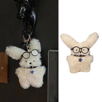 Плюшевый брелок-игрушка с мультяшным животным-кроликом-пилотом, Цепочка для ключей, подвеска для рюкзака на День рождения, подарок для Рождественской вечеринки