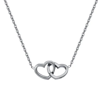 ETHSHINE Ожерелье с двойным сердцем Ожерелье с пользовательским именем для женщин Пара Ожерелье из нержавеющей стали Украшения на день рождения