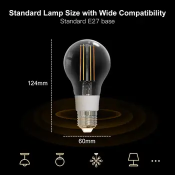Wi-Fi умная лампа накаливания, светодиодная лампа с регулируемой яркостью, Поддержка Smart Life Home Control