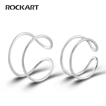 Кольца Rockart из стерлингового серебра 925 пробы, регулируемые спортивные кольца на палец для женщин, две ленты, Повседневный простой дизайн, подарки на годовщину