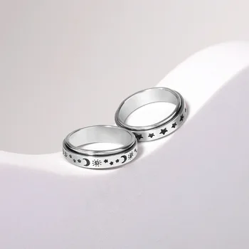Тревожное кольцо для женщин, Мужские кольца Moon Fidgets 2023, Трендовые панк-кольца, ювелирные изделия, Антистрессовое кольцо, Вращающиеся украшения, Подарки Оптом