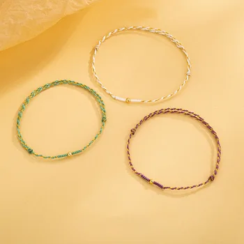 PANJBJ Чрезвычайно тонкий веревочный браслет для женщин из бисера для девочек Простота Корейских регулируемых украшений Подарок на День рождения Прямая поставка