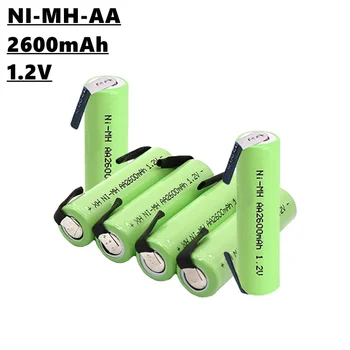 Аккумуляторная батарея 1,2 В AA Ni-MH 2A, 1,2 В, 2600 мАч, со сварочной деталью, подходит для электробритвы, электрической зубной щетки и т. Д