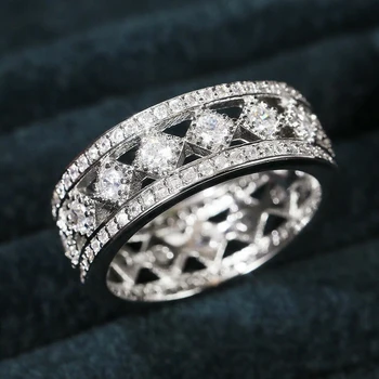 Новые модные женские Обручальные кольца по контракту, кольца с выдалбливанием, с полным покрытием из фианита, кольца-обещания, ювелирные изделия для вечеринок
