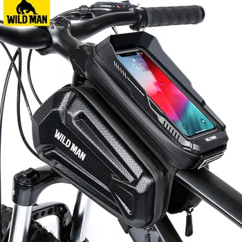 Велосипедная сумка WILD MAN EVA Hard Shell, Непромокаемая велосипедная сумка с сенсорным экраном, 6,8-дюймовый чехол для телефона, аксессуары для велосипедов