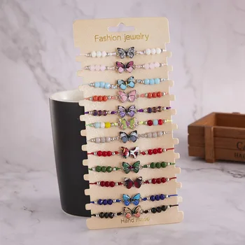 12 ШТ Разноцветных браслетов из сплава, написанных маслом и украшенных кристаллами-бабочками для мужчин и женщин, Браслетов дружбы