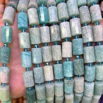 Граненые бусины из амазонитовой трубки, бусины из натурального камня 10x14 мм 15 дюймов