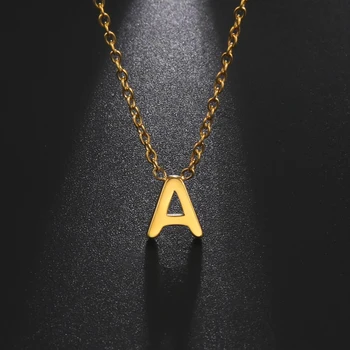 Skyrim Ожерелье с начальной буквой из нержавеющей стали A-Z для женщин, трендовое минималистичное колье с алфавитом, цепочка на шею, ювелирное изделие, подарок на день рождения