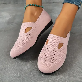 Женская обувь 2023 г. Сетчатая Легкая дышащая повседневная обувь без застежки, однотонная Универсальная обувь на плоской подошве, Zapatos De Mujer, кроссовки
