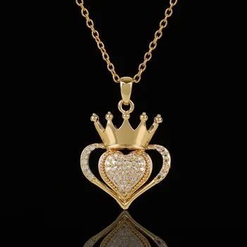 Сказочная принцесса, королева, Корона, ожерелье, инкрустированное цирконом, украшение в виде короны в виде сердца, подарок на день рождения для девочек, для семьи, для друга
