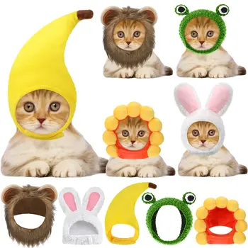 5шт кошка шляпа Хэллоуин костюм Кролик шапка с ушками забавная грива кошка шляпа для кошки маленькая собака щенок котенок партия костюм регулируемый