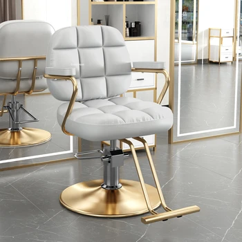 Простые металлические парикмахерские кресла Современная салонная мебель Салон красоты Профессиональное парикмахерское кресло Легкое Роскошное Подъемное Вращающееся кресло