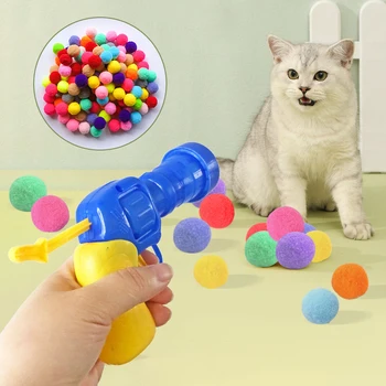 Интерактивные игрушки для кошек, обучающий тизер с плюшевым мячом, котята, Мини-помпоны, игры, игрушки с растягивающимся плюшевым мячом, Принадлежности для кошек