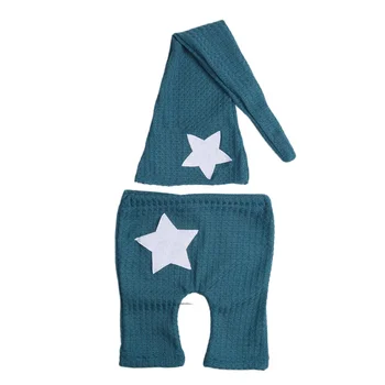 Одежда для фотосъемки новорожденных, детские трикотажные штаны, шапка с узлом, пятиконечная звезда, реалистичный комплект из двух предметов, изображающий человека