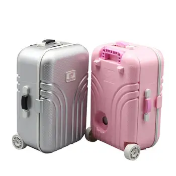 Мини-чемодан, переноска для кукол, дорожные чемоданы, мини-кейс на тележке с имитацией открывания и закрывания ручной клади на колесиках