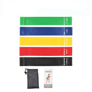 SRKLH 5 шт. Резиновые эластичные резинки для упражнений с петлей для йоги, фитнеса, домашних тренировок, с инструкцией и сумкой для хранения
