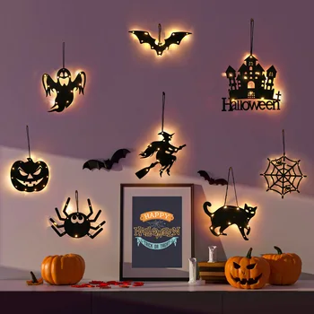 Светящееся украшение на Хэллоуин, реквизит для вечеринки в виде тыквы, подвеска для вечеринки в виде паутины, украшения на Хэллоуин для дома