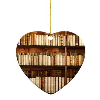 Рождественские Акриловые Подвесные украшения, книжный шкаф, поделки в форме сердца с подвесной веревкой для декора рождественской домашней вечеринки