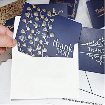 4 шт./лот Поздравительная открытка Бронзового цвета, темно-синяя, СПАСИБО, простой деловой праздничный подарок, пригласительная открытка для отправки в белом конверте