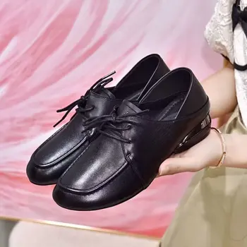 Женская повседневная обувь, Новинка весны 2023 года, винтажные женские туфли на плоской подошве с мягкой нескользящей подошвой, Оксфорды из искусственной кожи, Женская обувь для взрослых