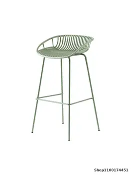 Скандинавский минималистичный барный стул из кованого железа, креативный современный металлический барный стул, барный стул кассира, высокий стул на стойке регистрации