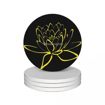 Желто-черная керамическая подставка в виде Цветка Лотоса Набор из 4 защитных элементов для декора бара различной формы